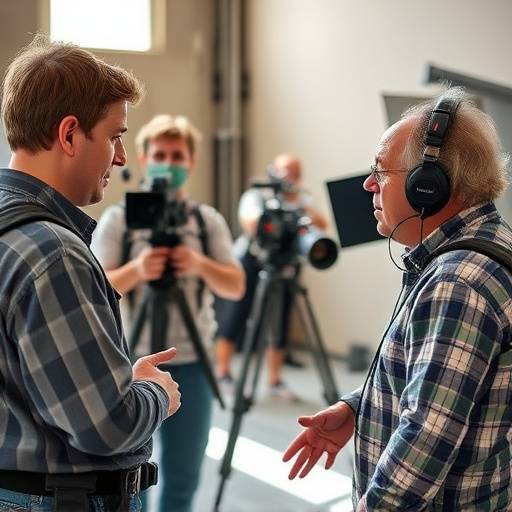 Instructeurs de l'École de Cinéma Lumière, discutant sur le plateau.