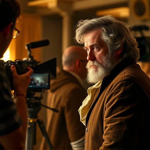 Portrait de Antoine Lavoisier, producteur, discutant avec une équipe de tournage.